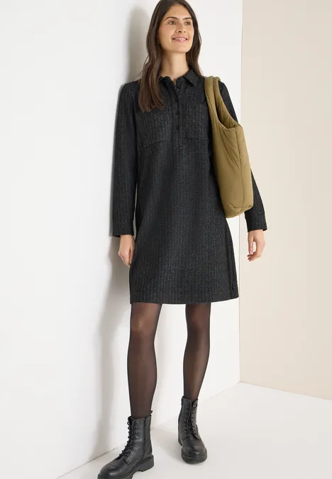 Two-Tone Strukturkleid Black