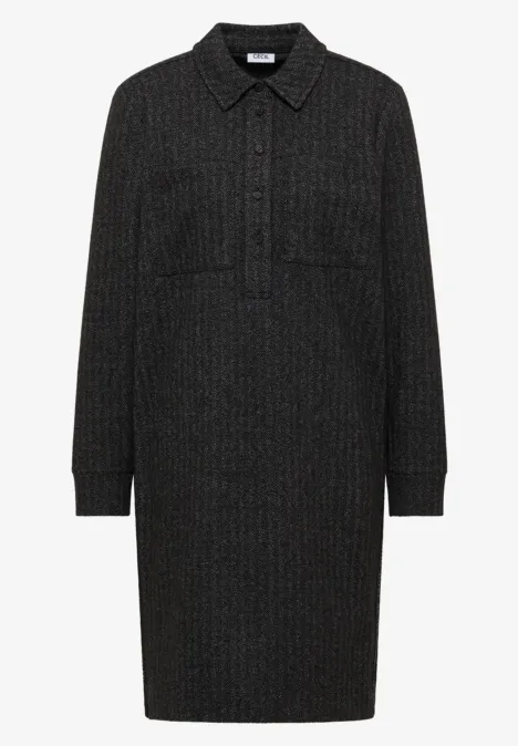 Two-Tone Strukturkleid Black