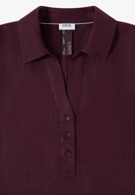 Linnen knielange jurk rich burgundy