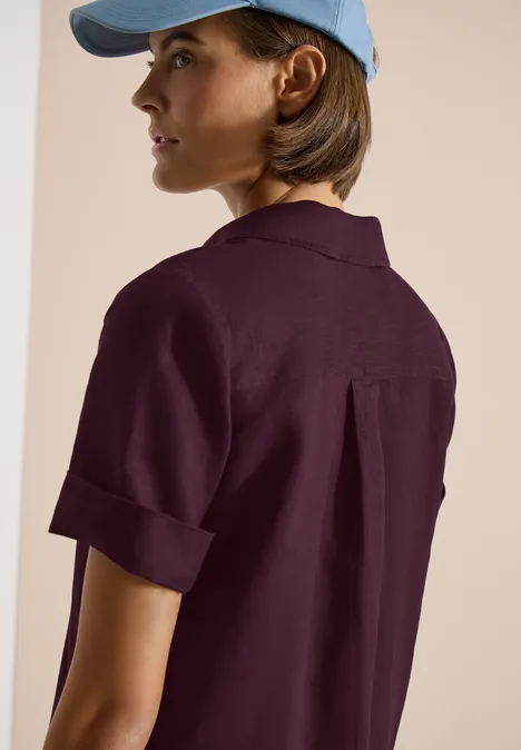 Linnen knielange jurk rich burgundy