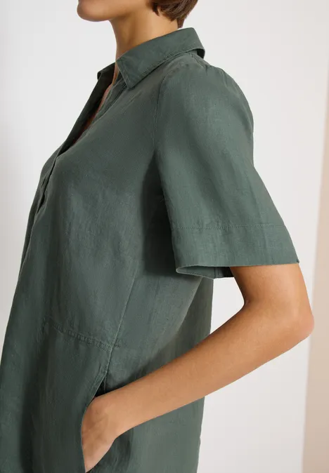 Linnen knielange jurk just khaki