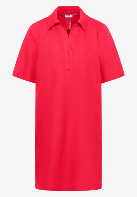Linnen knielange jurk fresh red