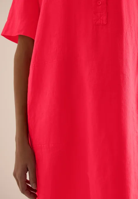 Linnen knielange jurk fresh red