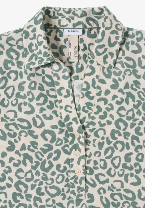 Knielange jurk van linnenmix macadamia beige