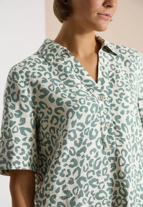 Knielange jurk van linnenmix macadamia beige