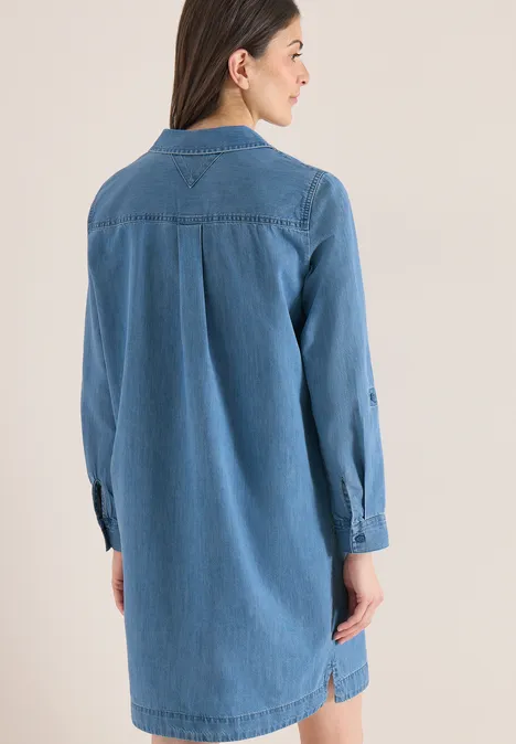 Knielanges Kleid im Denim-Look mid blue wash