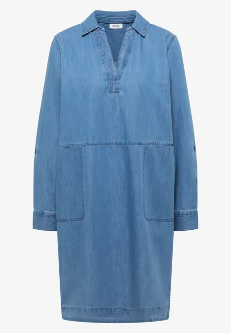 Knielanges Kleid im Denim-Look mid blue wash