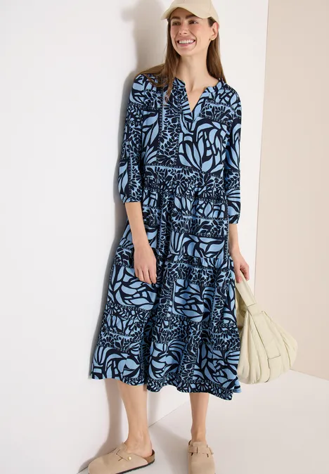 Midi-Kleid mit Patchwork-Print universal blue