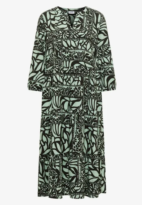 Midi-Kleid mit Patchwork-Print raw khaki