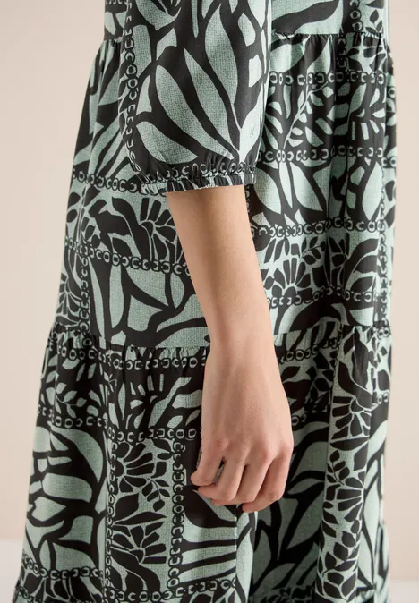 Midi-Kleid mit Patchwork-Print raw khaki