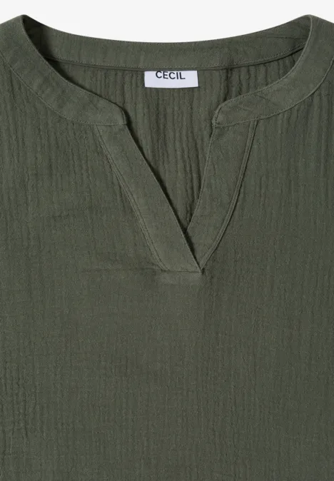 Knielanges Kleid in Musselin-Qualität khaki