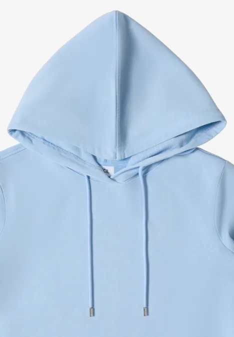 Knielange jurk met capuchon fresh water blue