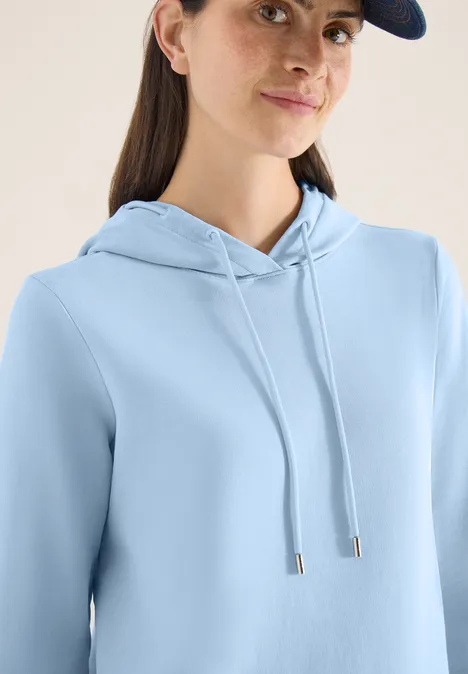 Knielange jurk met capuchon fresh water blue