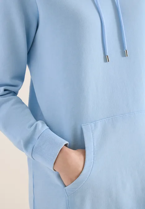 Knielange jurk met capuchon fresh water blue