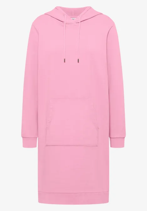 Knielange jurk met capuchon flamingo rose