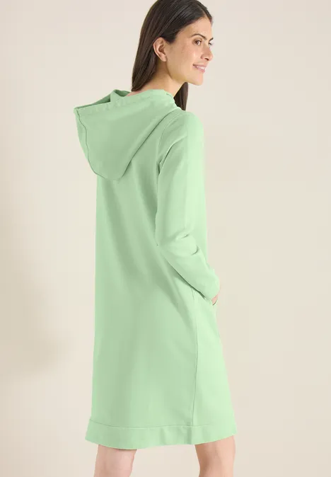 Knielange jurk met capuchon juicy lime