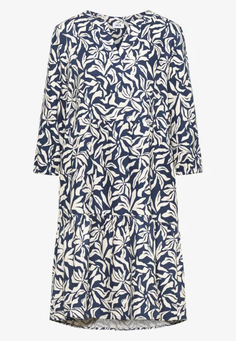 Knielanges Kleid mit Volants sporty denim blue