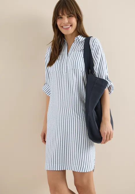 Knielanges Kleid mit Streifenmuster sporty denim blue