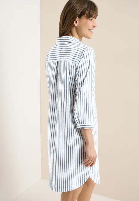 Knielanges Kleid mit Streifenmuster sporty denim blue