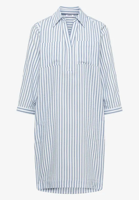 Knielanges Kleid mit Streifenmuster sporty denim blue