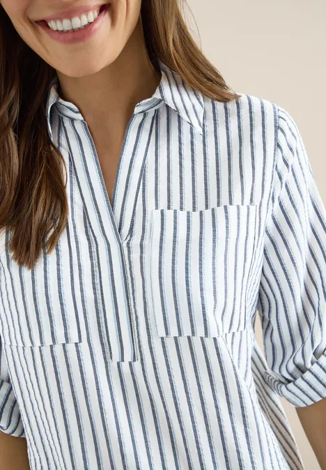 Knielanges Kleid mit Streifenmuster sporty denim blue