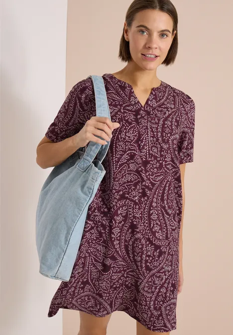 Knielanges Kleid mit Paisleymuster sweet grape red