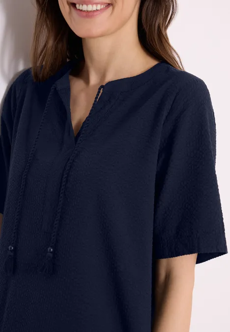 Knielanges Kleid in Seersuckerqualität universal blue