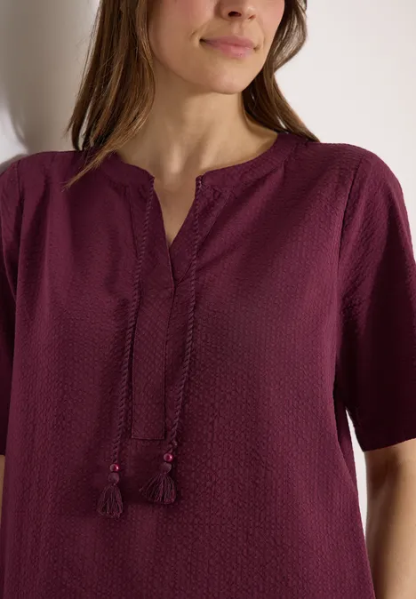 Knielanges Kleid in Seersuckerqualität sweet grape red