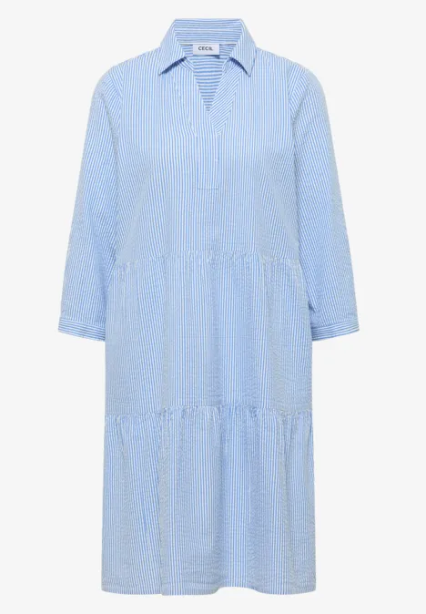 Knielanges Kleid in Seersuckerqualität blouse blue