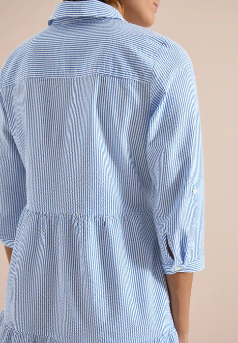 Knielanges Kleid in Seersuckerqualität blouse blue