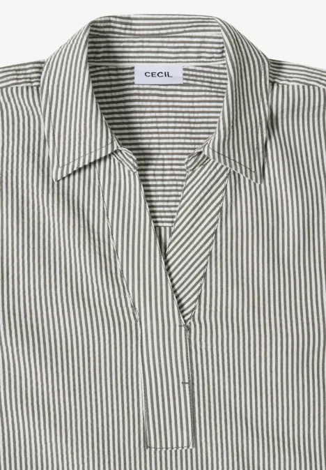 Knielanges Kleid in Seersuckerqualität khaki