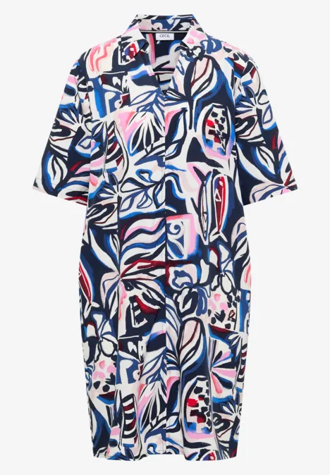 Knielanges Kleid mit grafischem Muster universal blue Knielanges Kleid mit grafischem Muster universal blue