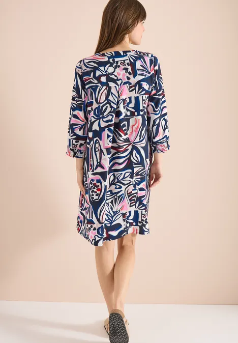 Knielanges Kleid mit grafischem Muster universal blue