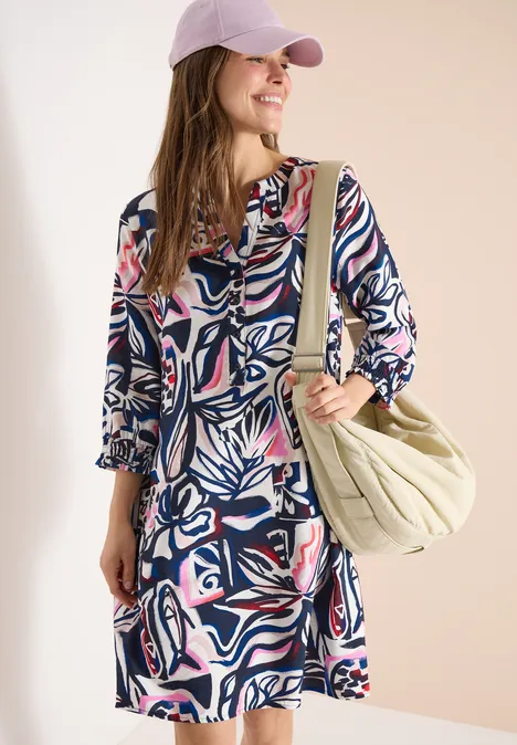 Knielanges Kleid mit grafischem Muster universal blue