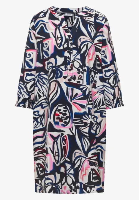 Knielanges Kleid mit grafischem Muster universal blue