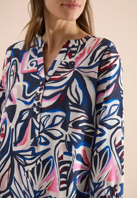 Knielanges Kleid mit grafischem Muster universal blue