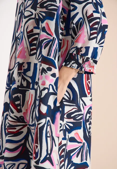 Knielanges Kleid mit grafischem Muster universal blue