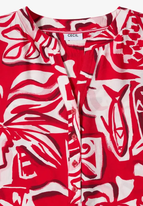 Knielanges Kleid mit grafischem Muster glazed apple red