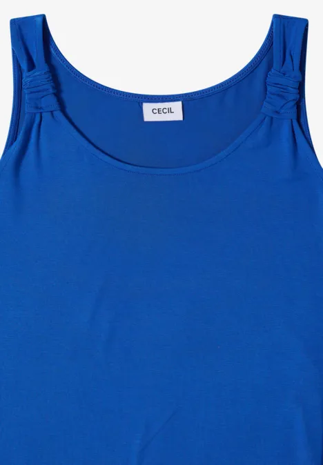 Knielanges Kleid mit Knotendetail surf blue Blaues ärmelloses Top mit Rundhalsausschnitt
