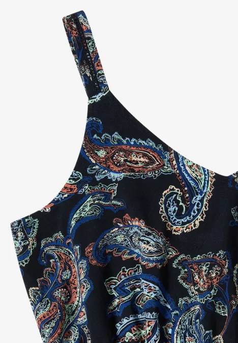 Maxikleid mit V-Neck und Print universal blue Dunkelblaues Top mit buntem Paisley-Muster und schmalen Trägern.