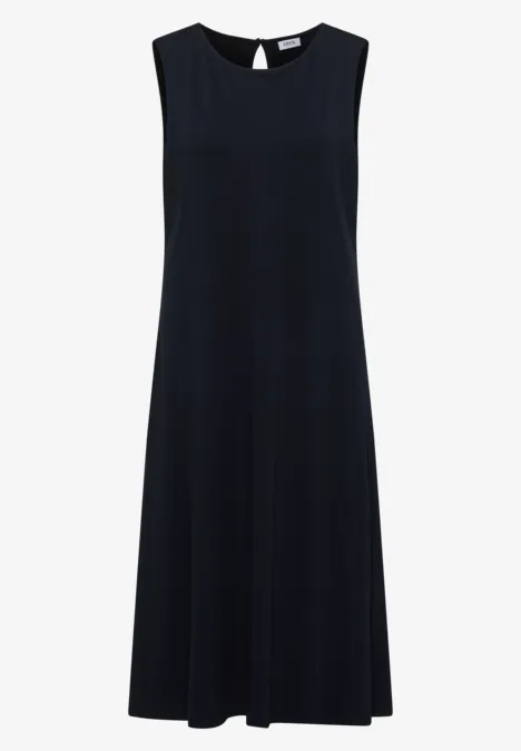 Midi-jurk met ronde hals van jersey urban dark blue Zwarte mouwloze jurk met A-lijn en knielengte.