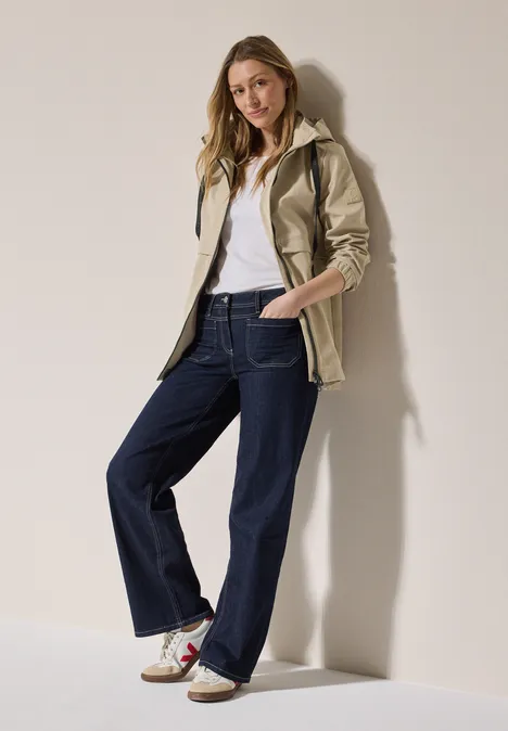 Kurze Trenchcoat creamy almond beige