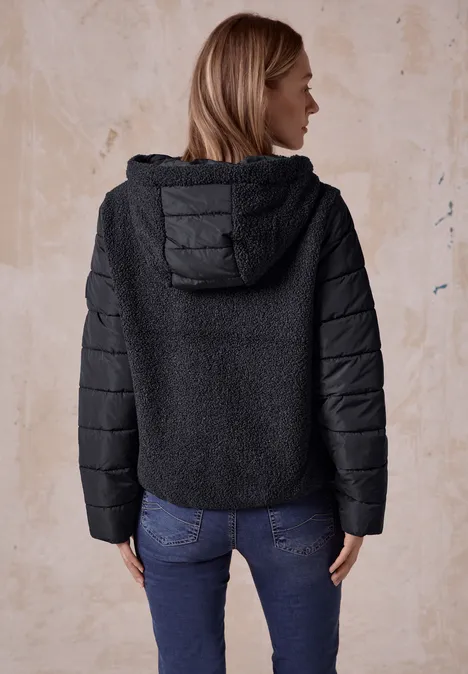Teddy-Jacke mit Kapuze dark navy blue