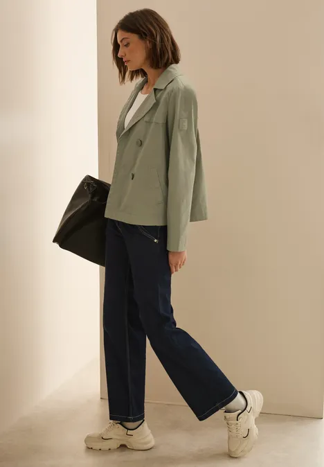 Kurze Trenchcoat smooth khaki