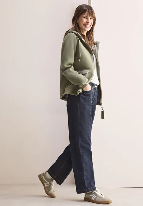 Strukturmix Jacke smooth khaki