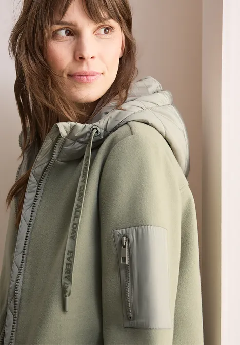 Strukturmix Jacke smooth khaki