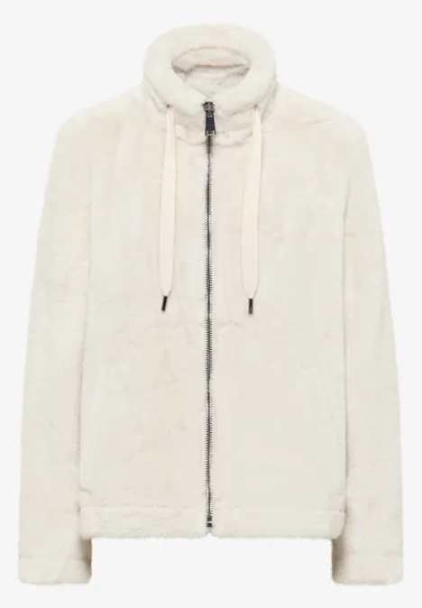 Kurze Fellimitat Jacke vanilla white
