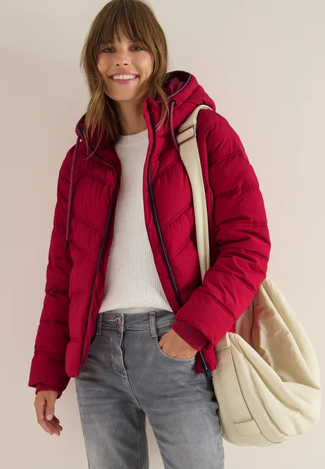 Steppjacke mit Kapuze beaujolais red