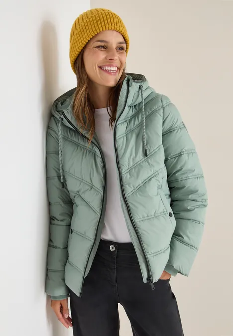 Steppjacke mit Kapuze smoke salvia