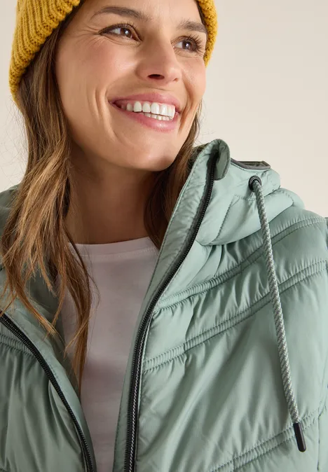 Steppjacke mit Kapuze smoke salvia